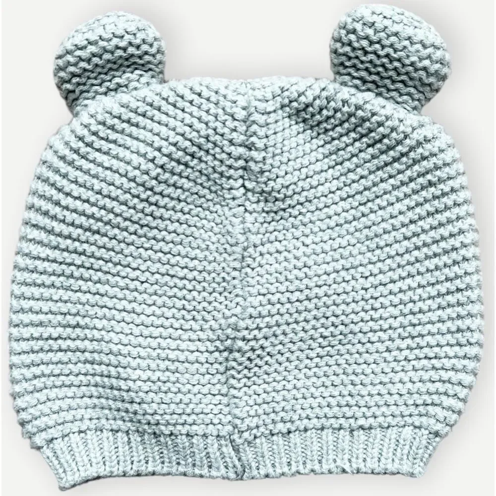 Baby Gap Infant Unisex Gray Knit Chase Garter Hat with Ears. 0-6 Months.
